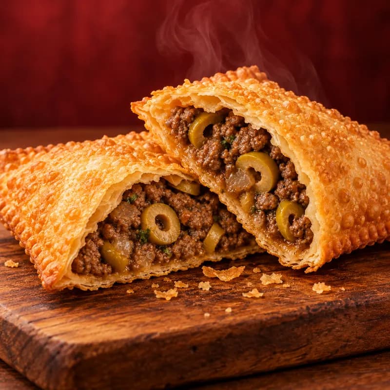 Pastel de carne com rodelas de azeitona