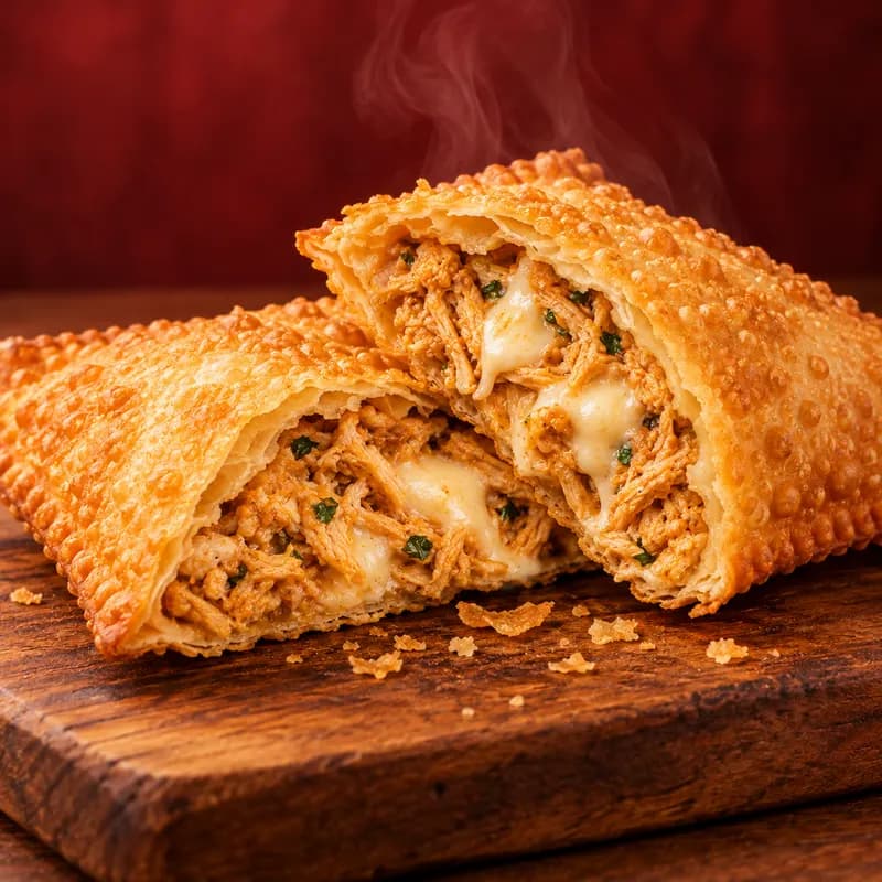 Pastel de frango com catupiry cremoso