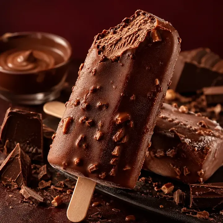 Picolé cremoso de chocolate